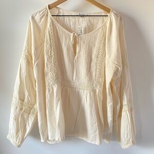 Madewell Linen Pintuck Peasant Blouse SZ 2X NEW